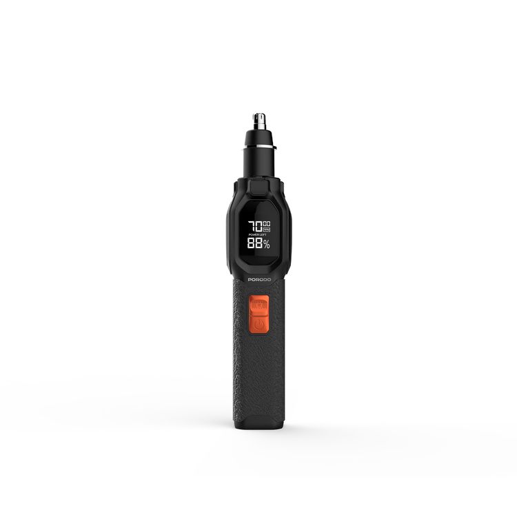 Porodo Multi-Purpose Trio Grooming Kit with Hair Clipper & Beard Shaver, 5W Rated Power, 200 Minutes Working Time, 4 Combs, 2000mAh Battery Capacity, LED Digital Display, 7000RPM Motor Speed, USB-C Charging - Black