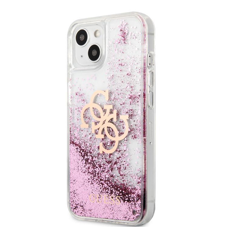 CG MOBILE Guess Liquid Glitter Case with 4G Electroplated Logo Compatible for iPhone 13 Mini (5.4") Anti-Scratch, Easy Access to All Ports, Shock Absorption