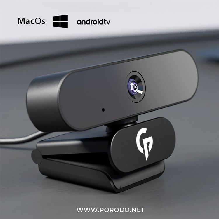 كاميرا ويب للألعاب Porodo PDX510-BK بدقة عالية مع ميكروفون مانع للضوضاء، تقنية التوصيل والتشغيل، توازن اللون الأبيض والتعرض التلقائي، دقة 1080 بكسل، حركة رأسية بزاوية 120°، ضبط تلقائي للبؤرة، مستشعر صورة CMOS - أسود.