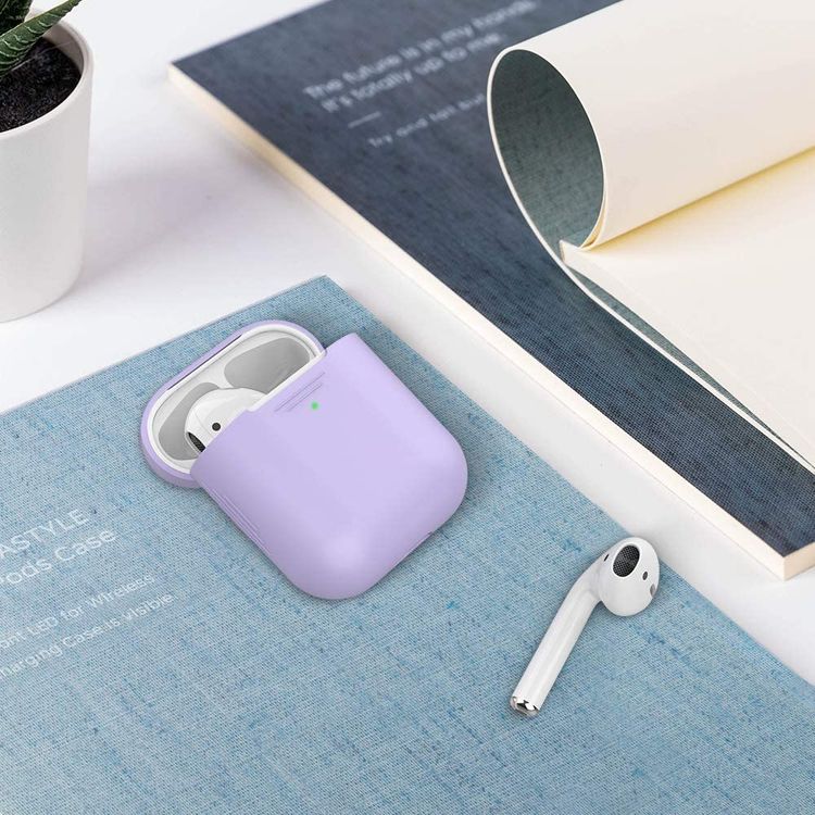 AhaStyle Premium Silicone Case Compatible for AirPods 1/2 Generation, Scratch Resistant, Drop Resistant, Dustproof and Absorbing Protective Cover - Lavender