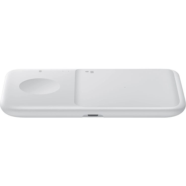 Samsung Wireless Charger Duo with LED Dim Light Charging Status Compatible for Samsung Galaxy Phone, Watch, Buds, iPhone & AirPods, Fast Wireless Charging Pad 7.5W Qi Enabled White