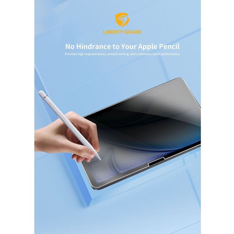 Liberty Guard Privacy Screen Protector for iPad Air 11" (2024), 9H Hardness, 2.5D Rounded Edges, Nano Electroplating, Dual Sides 28° Visible Angle, Korean Privacy Glue - Black