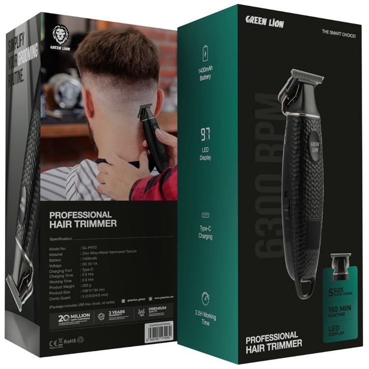 Green Lion Professional Hair Trimmer 1400mAh - Black