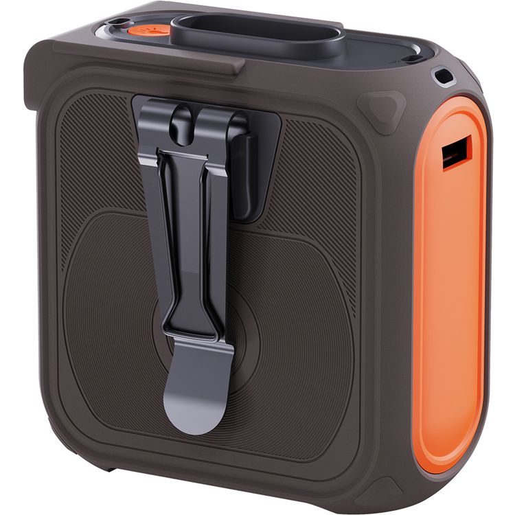 Porodo Lifestyle Multifunction Cooling Waist Fan with 10000mAh Power Bank, Flash Light, Powerful Wind, Digital Display, 5 Speed Levels, 40 Hours Working Time, 4 Hours Charging Time, Neck Strap - Orange / Brown