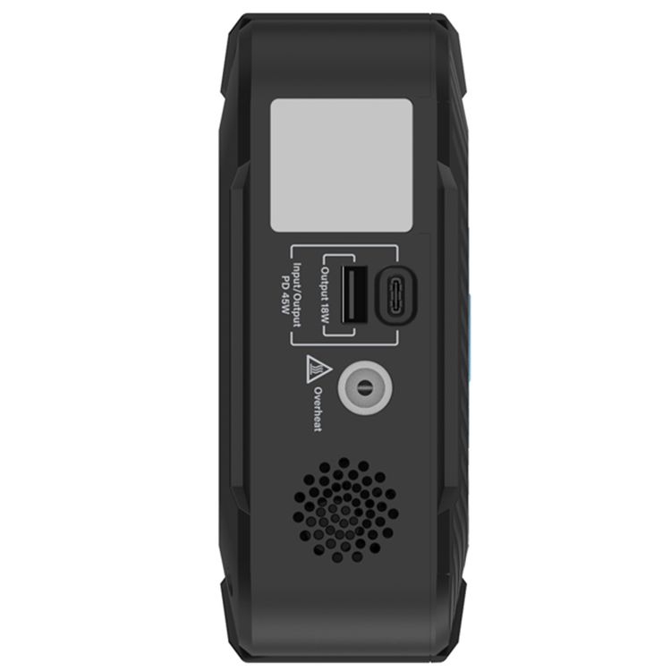 ضاغط هواء Powerology 20000mAh Power Bank Jump Start، أقصى وقت شحن 7.0±1.0 ساعة، PD 45 وات، ذروة التيار 3000 أمبير، محرك سعة 8 لتر - أسود 