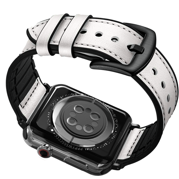 Porodo iGuard Leather + Silicone Watch Band For Apple Watch 42/44/45mm