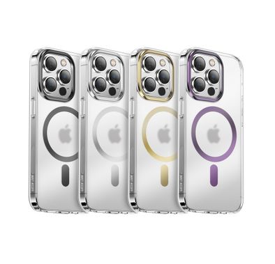 Green Lion Metallic Frame TPU Transparent Case for iPhone 13 Pro Max, Sturdy Metal Frame, Shock-Absorbing Tech, Anti-Scratch & Case-Friendly, Easy Access - Black