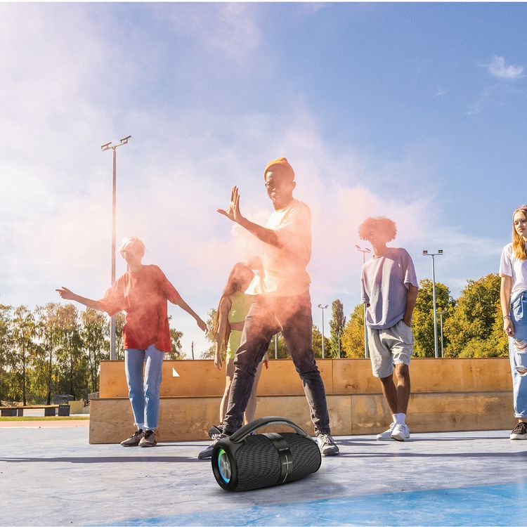 Green Lion Parma Pro Wireless Speaker, 4000mAh Battery Capacity, 6-7 Hours Play Time, Type-C Charging Port, Waterproof, Digital Display, RGB Light & Multiple Lighting Effects, 10m Bluetooth Distance - Gray