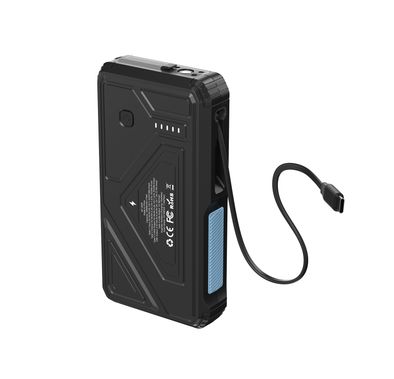 باورولوجي باور بانك بالطاقة الشمسية سعة 20000mAh مع شحن لاسلكي وشحن متزامن، مصباح يدوي متعدد الأوضاع، شحن من 0% إلى 65% في 35 دقيقة، طول الكابل 70 ملم - أسود