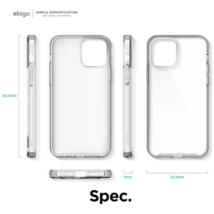 Elago Hybrid Case Compatible for iPhone 12 Pro Max (6.7"), Shock Absorbing Case Suitable Wireless Charging, Screen & Camera Protection - Crystal Clear