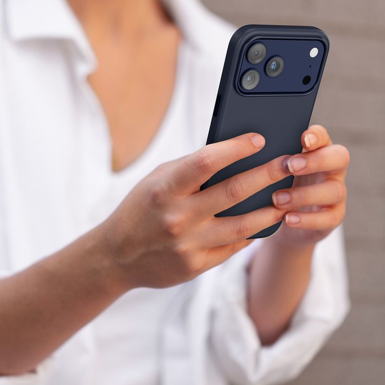 Cannes PU Leather Case for iPhone 17 Pro with Strong Magnets, Shock-Resistant Bumper, MagSafe Compatibility, 5ft. | 1.5m Drop-Tested, Soft PU Leather Material - Blue