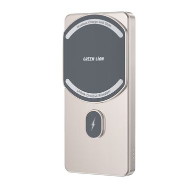 Green Lion 5000mAh Milton Powerbank with Pure Cobalt Battery, 15W Wireless Charging, Strong Magnetic, Smart Chip - Titanium