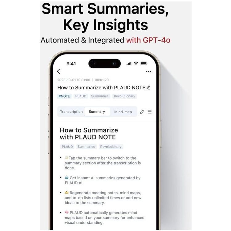 PLAUD Note AI Voice Recorder,64 GB Storage, 2h Charging Time, 10m Effective Recording Range, 400mAh Battery - Black