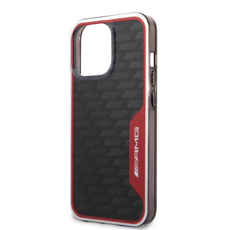 AMG Double Layer Carbon Pattern I Transparent Hard Case Compatible with iPhone 13 Pro 6.1" - Red