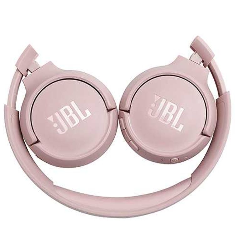 JBL T500 Wireless Bluetooth On-Ear Headphones with Mic, Pure Bass Sound, Hands-free Calls, 16-hours Battery Life, Lightweight & Foldable Design - Pink