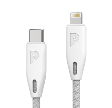 Powerology Fast Charging Cable, [MFi Certified] USB C to Lightning Braided Fast PD Charge 2 meter / 6.6 feet with iPhone 12 Pro Max/12 Mini/12, 11 Pro Max/11 Pro/11, XS Max/XS/XR/X, 8 Plus/8 (White)