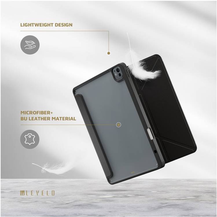 Levelo Conver Clear Back Hybrid Case for iPad Pro 11", Lightweight Design, Precise Cut-Outs, Easy Snap-On - Black 