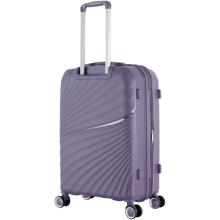 H.T Luggage Bag, Hard Case Polypropylene (PP) Material, Expandable, Telescopic Handle, Scratch Resistant, TSA Lock, Medium Case Size - Purple