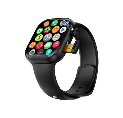 Green Lion Timex 4G Smart Watch with 2.07" AMOLED Display, Android 8.1 Operating System, Activity Tracking, Hands-Free Video Calling, 180° Rotating Camera, Real-Time Notifications, Nano Sim Card Slot, 2 Days Working Time - Black