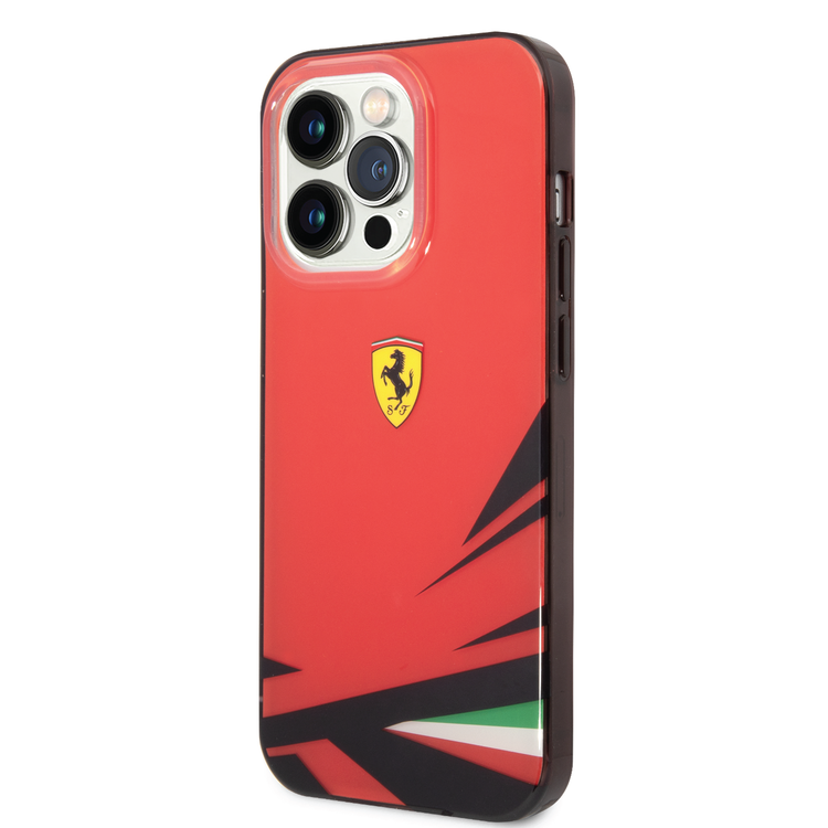 Ferrari PC/TPU Case with Double Layer Print iPhone 14 Pro Max Compatibility - Red