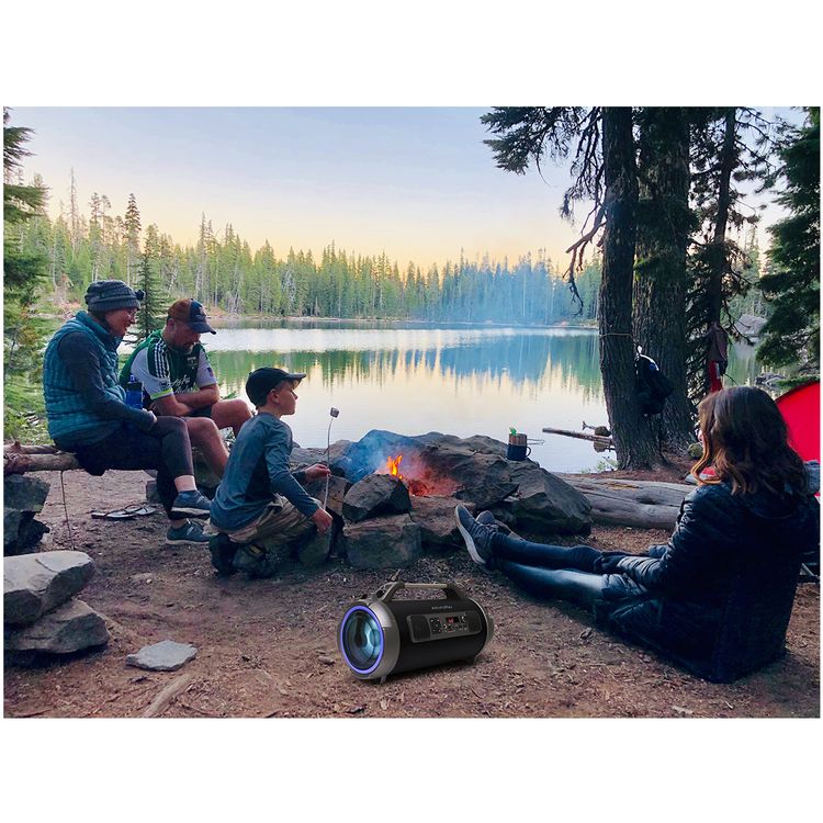 Porodo Soundtec Adventure Speaker with Colorful Lighting Effects, Bass & Concert Modes, Digital Display, 10m Bluetooth Range, 24W Total Power, Portable - Black