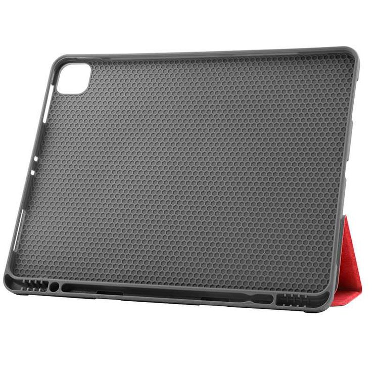 Comma Leather Case with Pencil Slot for Apple iPad Pro 12.9" (2021), Shock & Scratch Resistant, Shock & Drop Protection, Camera Protection, Easy Access to All Ports - Red
