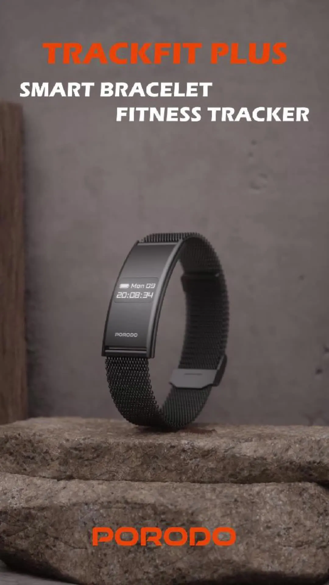 Porodo Trackfit Plus Smart Bracelet Fitness Tracker with 7 Days Working Time - Black | UAE (PDB8BK)