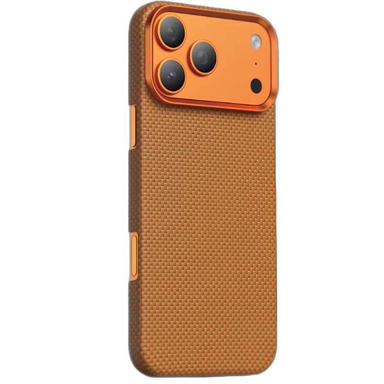 Green Lion Magsafe Kevlar Case for iPhone 17 Pro, Comfortable Grip, Aluminum Alloy Guard, Drop Protection, Lightweight Design, Ultra-Slim - Orange