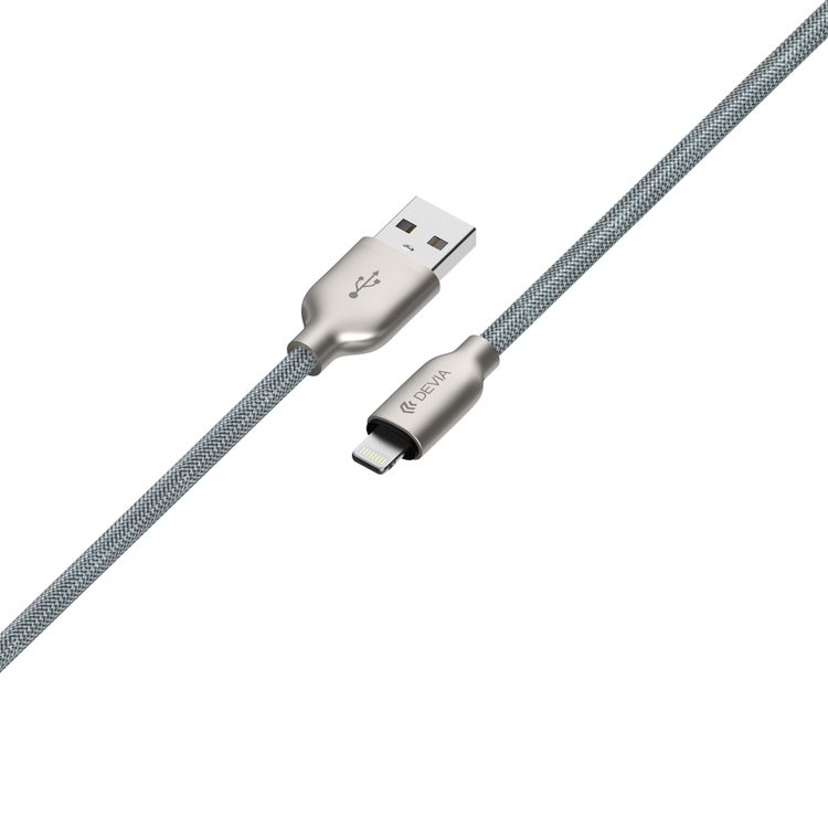 Devia Storm Series Zinc Alloy Braided Lightning Cable 1M 2.1A - Silver