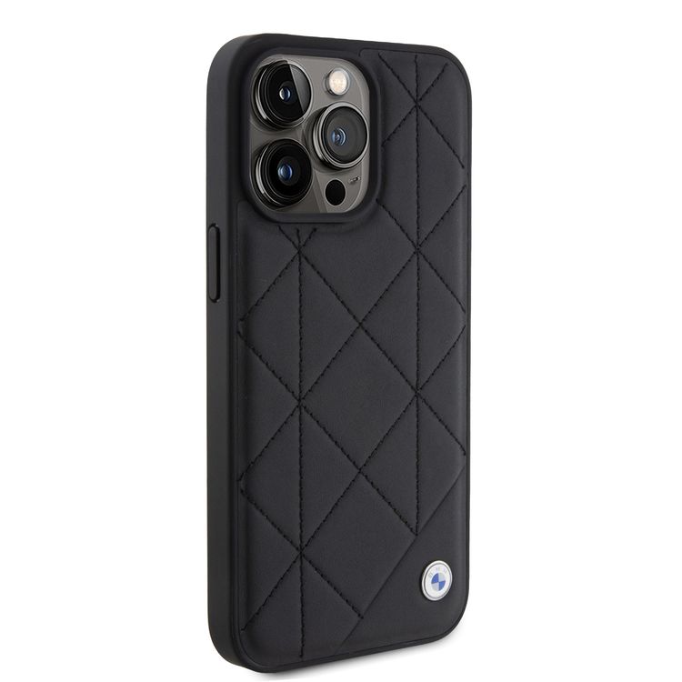 BMW Leather Case with Sign Quilted Pattern for iPhone 15 Pro