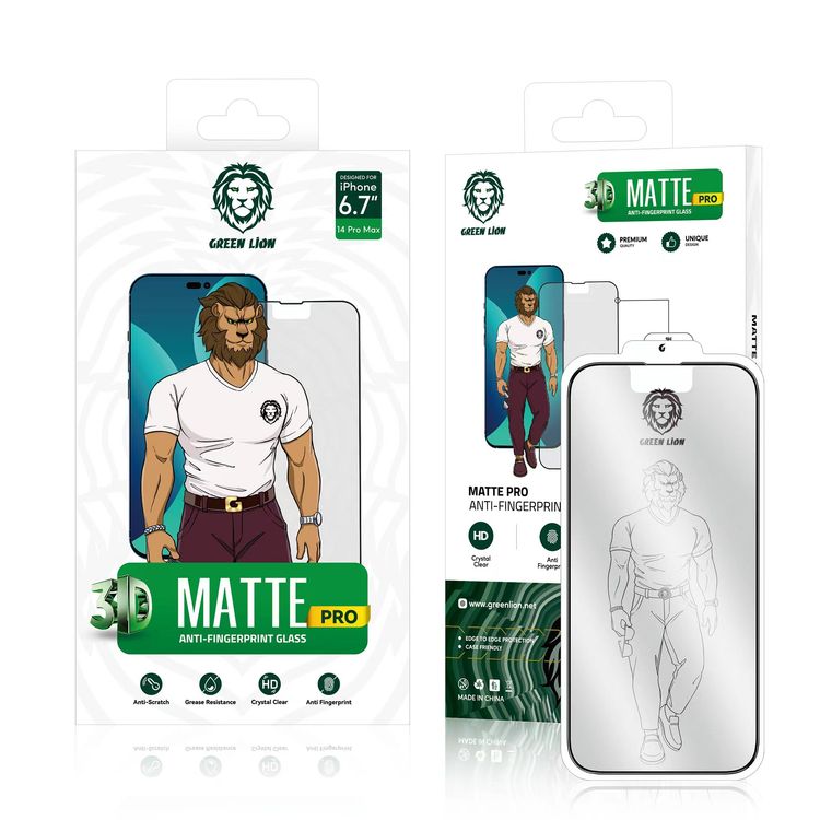 Green Lion 3D AG/Matte Privacy Glass Screen Protector for iPhone 14 Pro Max - Clear