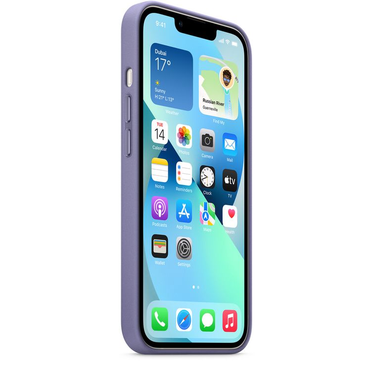 Apple Leather Case with MagSafe Compatible for iPhone 13 (6.1") - Wisteria
