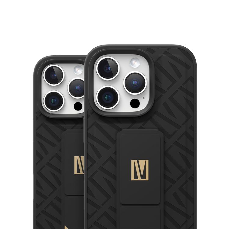 كفر حماية ليفيلو مورفيكس كويرو بمسند لهاتف آيفون 16 برو ماكس، قبضة مدمجة، سهل التركيب، زوايا مقاومة للصدمات - أسود