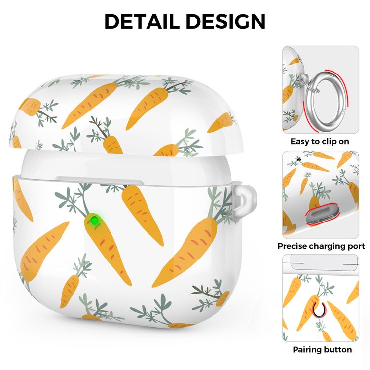 AhaStyle Premium TPU IMD Patterns Keychain Case for Airpods 3 - Carrots