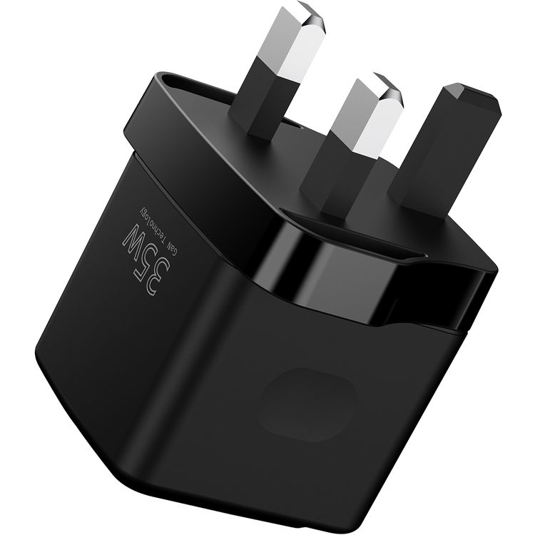 Porodo GaN Wall Charger with USB-C to USB-C Cable, Dual USB-C Ports, 35W Power Delivery, Built-in Safeguards, Fast Charge Support, Multiple Device Charging, Digital Display - Black