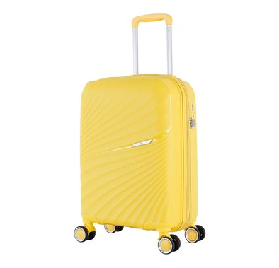 H.T Luggage Bag, Hard Case Polypropylene (PP) Material, Expandable, Telescopic Handle, Scratch Resistant, TSA Lock, Small Case Size - Yellow