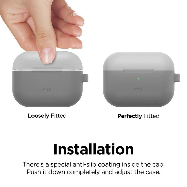 Elago Duo Hang Case for Apple Airpods Pro - Top-Light Gray / Mint, Bottom-Dark Gray Translucent
