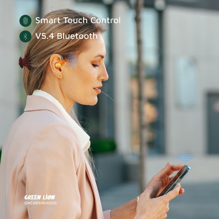 Green Lion CATANIA Open-Ear Earbuds with Smart Touch Control, Dual-Mic ENC, Type-C Charging, IPX5 Water Resistance Level, Open-Ear Comfort, Liquid Sand Design - Orange