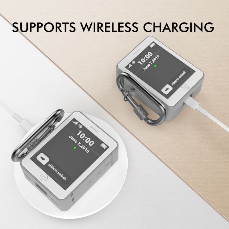 Ahastyle Mini Classic Retro iPhone 4 Design Silicone Case with Anti-Lost Carabiner Compatible for AirPods 1/2, Scratch Resistant, Shock Absorption, Drop Protection