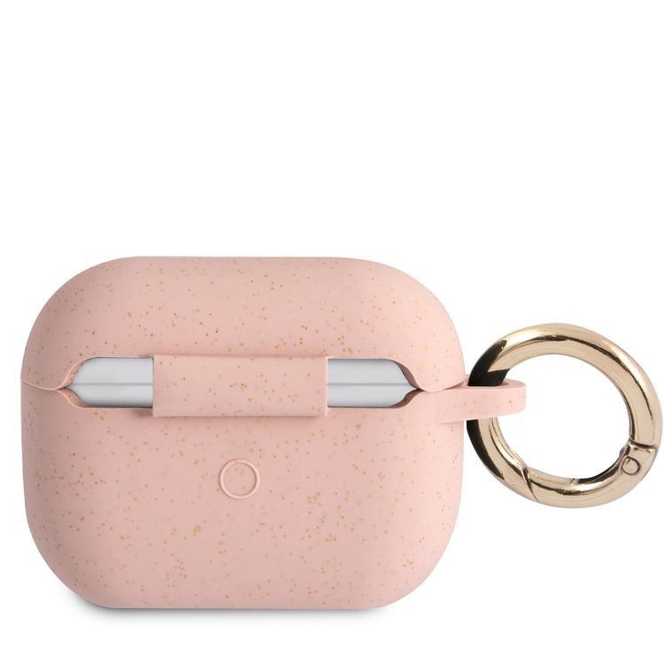 CG MOBILE Guess Silicone Glitter Case with Ring Compatible for AirPods Pro, Scratch & Drop Resistant, Dustproof & Absorbing Protective Silicone Cover