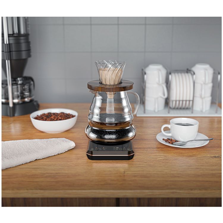 LePresso Digital Coffee Scale with Timer, Tare Function, Non-slip Platform, Auto Shut-off, Precise Measurement, 800mAh Battery Capacity, 10 Hours Working Time - Black