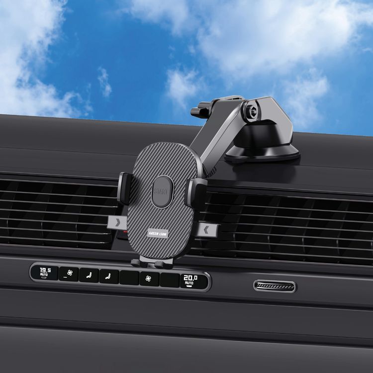 Green Lion Universal Car Phone Holder, Secure & Stable, Easy Installation, 360° Rotation  - Black