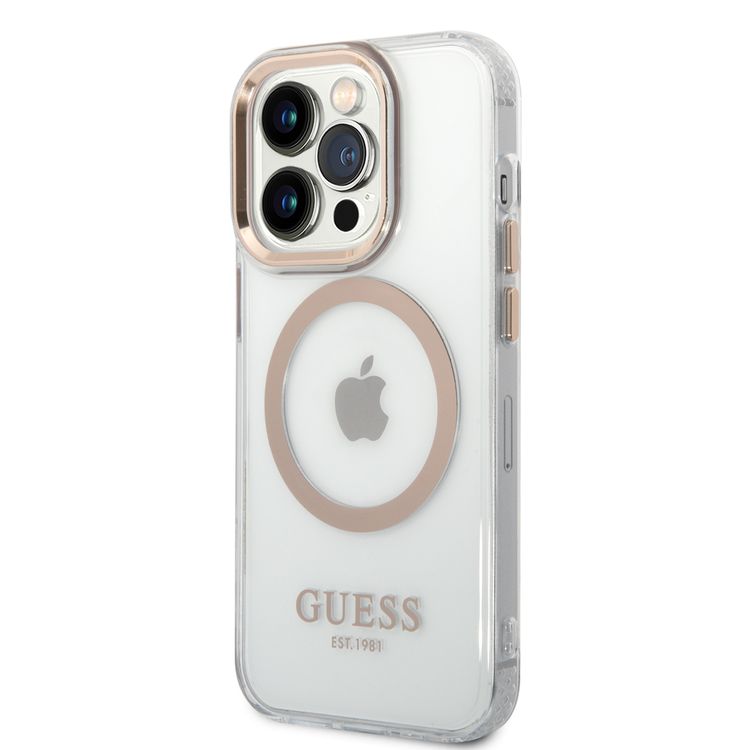 Guess Magsafe Compatibility Transparent Outline iPhone 14 Pro Compatibility - Gold