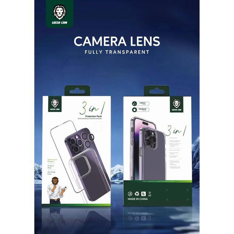 Green Lion 3 in 1 Protection Pack iPhone 14 Pro Max - Clear
