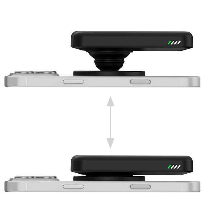 Green Lion Grip Mag بنك طاقة 5000mAh مع PD 30W، متوافق مع MagSafe، مؤشر بطارية LED، تثبيت مغناطيسي آمن، حماية مدمجة، حامل و مقبض بارز، طاقة بحجم الجيب، تصميم فائق النحافة - أسود