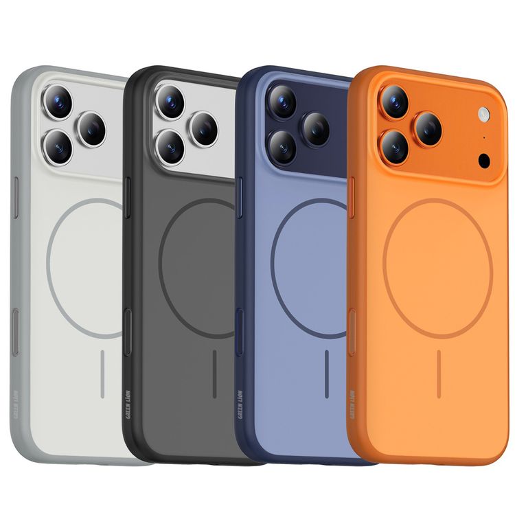 جراب Green Lion Patric MagSafe بلمسة نهائية مات ممتاز لهاتف iPhone 17 Pro Max، حماية من السقوط والكاميرا، قبضة مريحة، مضاد للاصفرار - برتقالي