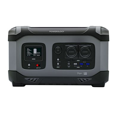 Powerology Portable Power Generator 392000mAh 1300W, PD 60W, QC 18W, Overload & Overheat Protection, 100% Recyclable, 2000W Surge - Black 