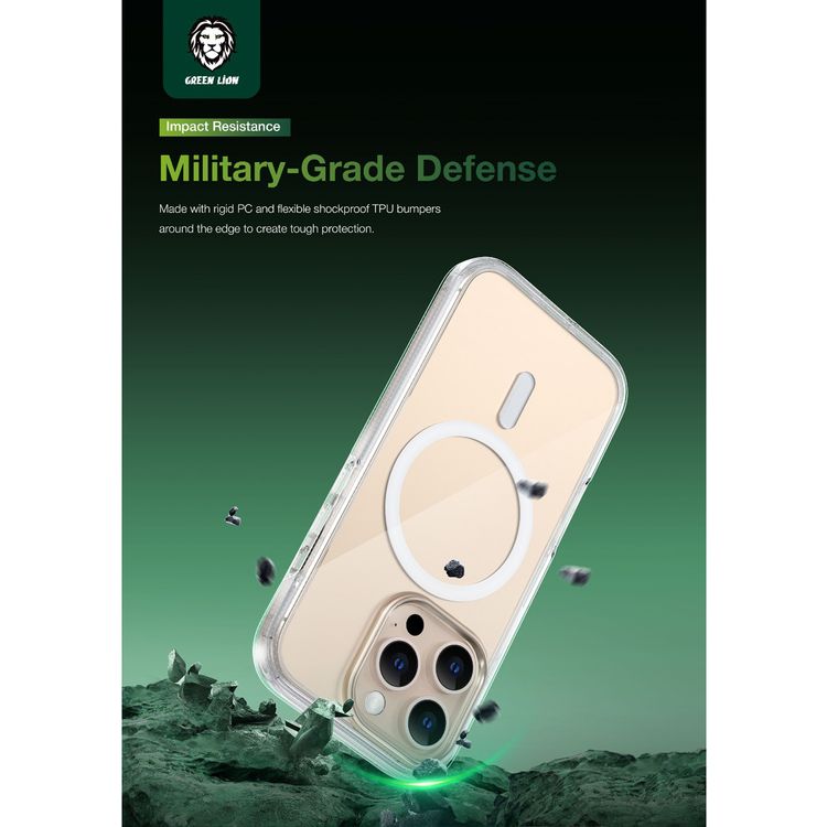 Green Lion Ultra Clear MagSafe Case for iPhone 16 Pro Max, Camera Protection, Anti-Yellowing, Anti-Scratch - Clear