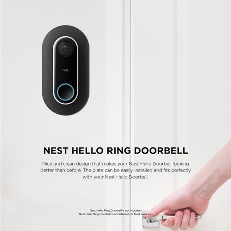 Elago Wall Plate Designed for Google Nest Hello Wall Plate Compatible with Google Nest Hello Smart Wi-Fi Video Doorbell, Use with Adjustable Wedge - Black