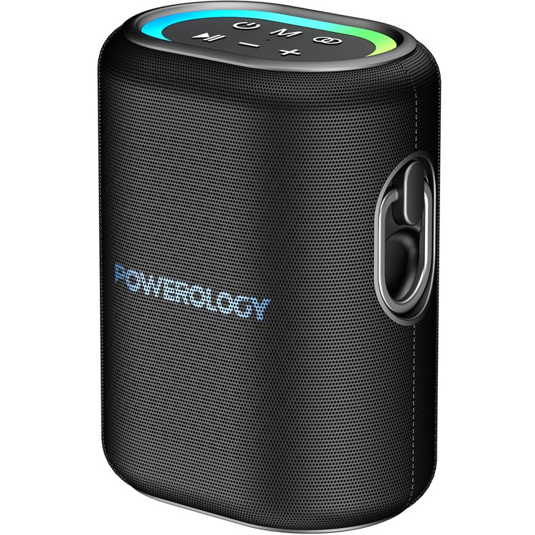 Powerology Portable Loud Speaker, 4000mAh Battery Capacity, Bluetooth Version 5.0, 3-4 Hours Charging Time, 8 Hours Working Time - Black
